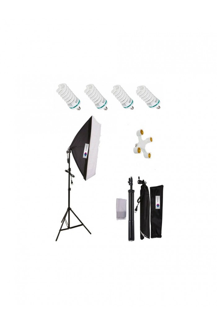 Deyatech 50X70CM Softbox 4 Duylu Tekli Sürekli Işık Seti 50X70 Softbox Video Işık Lambalı 20 watt led lamba
